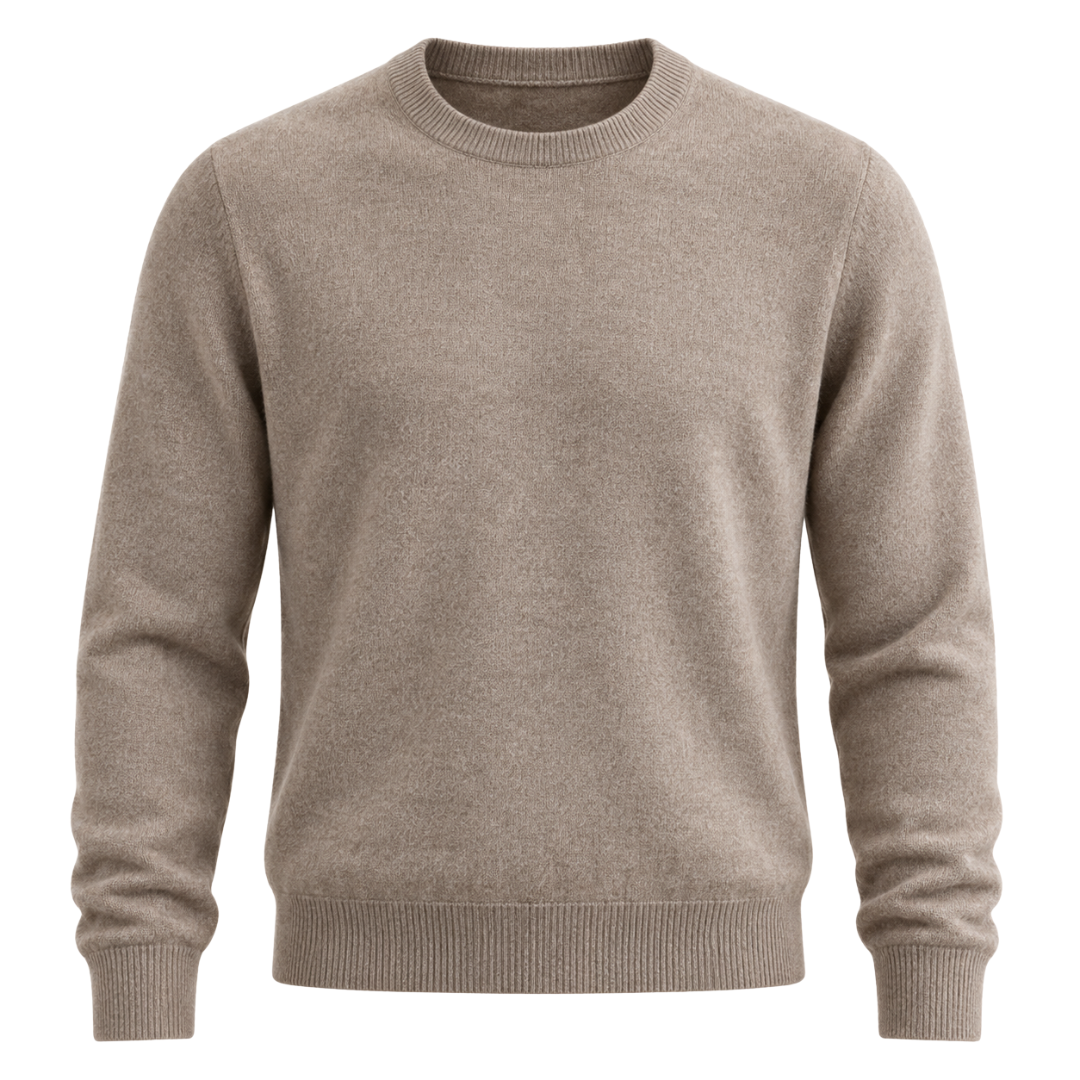 Premium Cashmere Crew-Neck Sweater – Taupe | FLUNTSTAN