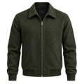 Premium Wool-Blend Harrington Jacket – Dark Olive | FLUNTSTAN