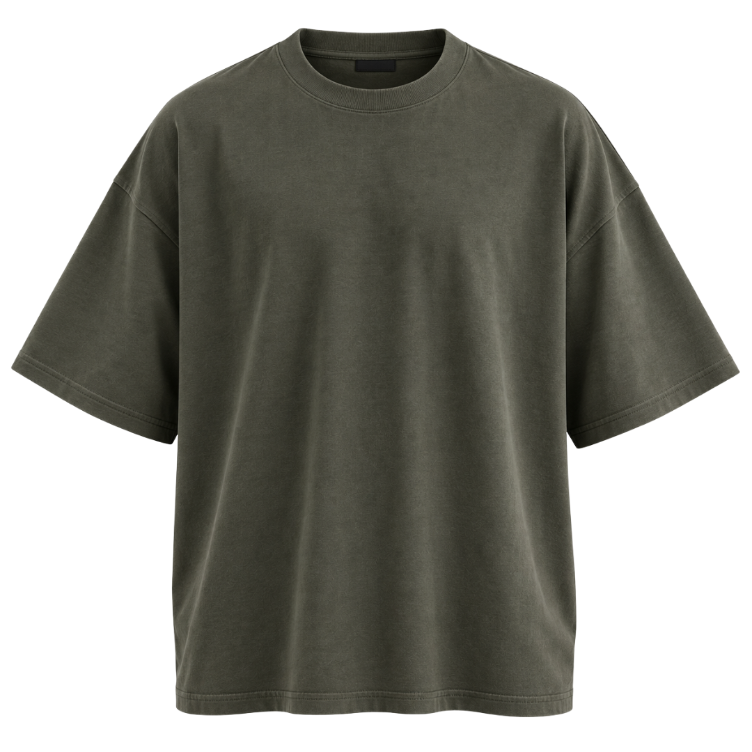 Premium Heavyweight Cotton Oversized T-Shirt – Dark Olive | FLUNTSTAN