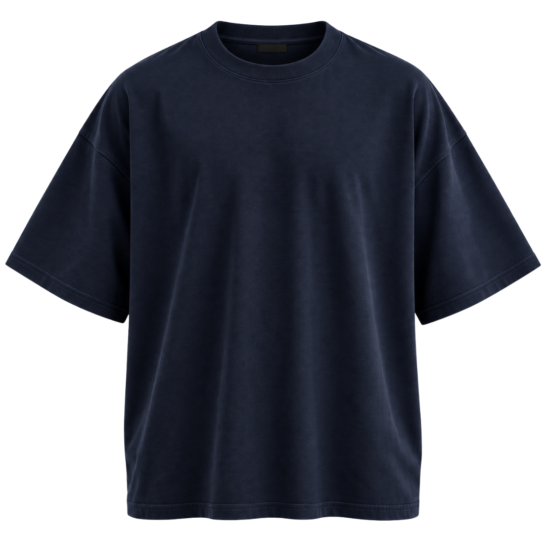 Premium Heavyweight Cotton Oversized T-Shirt – Navy Blue | FLUNTSTAN